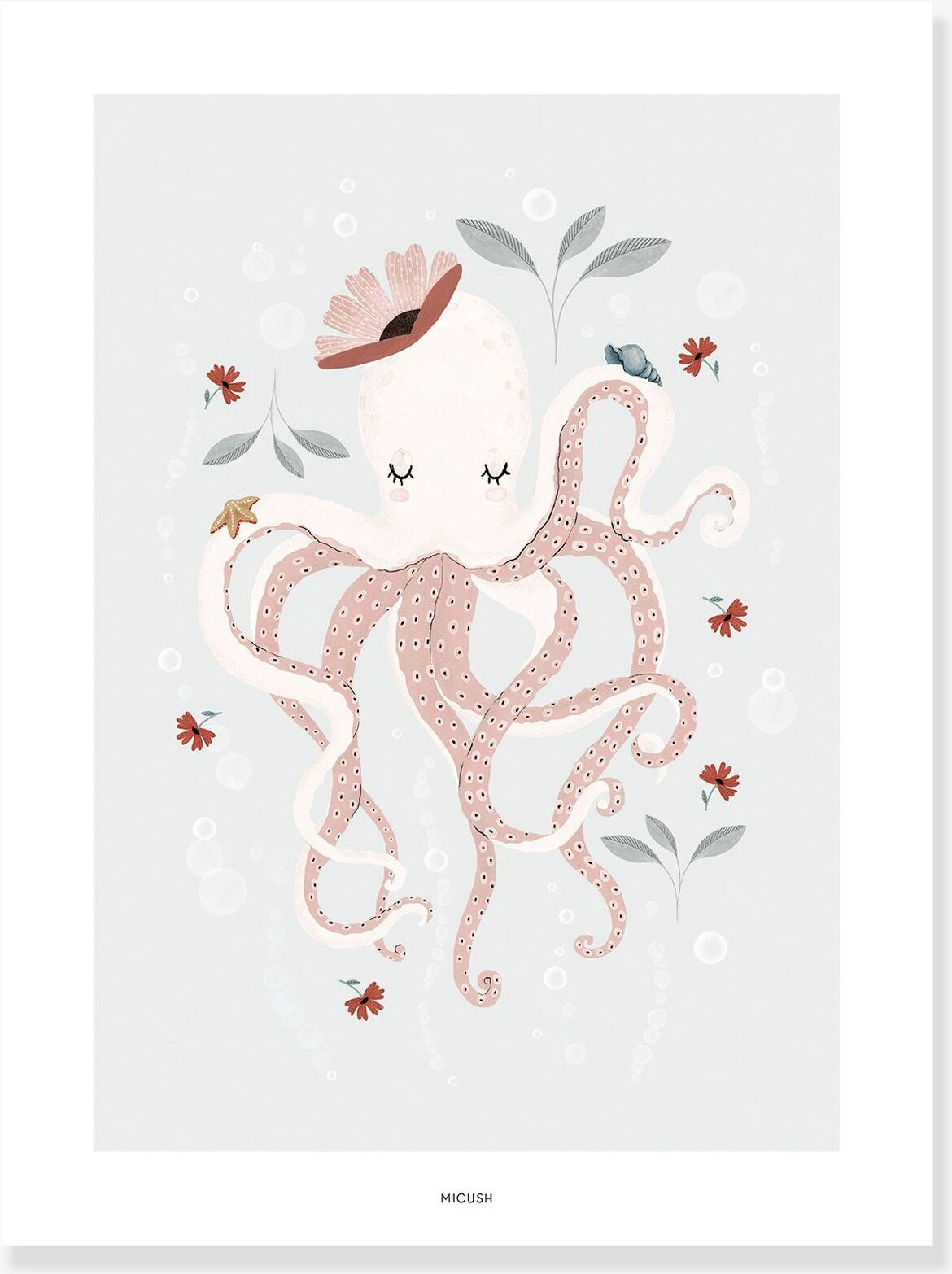 Cartel Lady Octopus LILIPINSO azul grisáceo