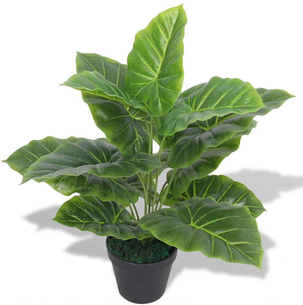 vidaXL Planta de taro artificial con macetero verde 45 cm