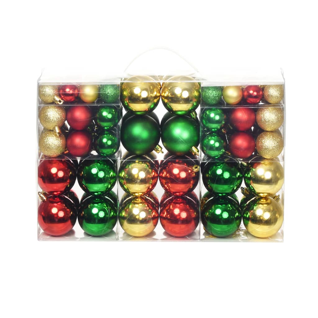 vidaXL Bolas de Navidad 100 unidades rojo/dorado/verde