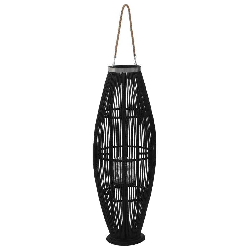 vidaXL Portavelas colgante bambú negro 95 cm