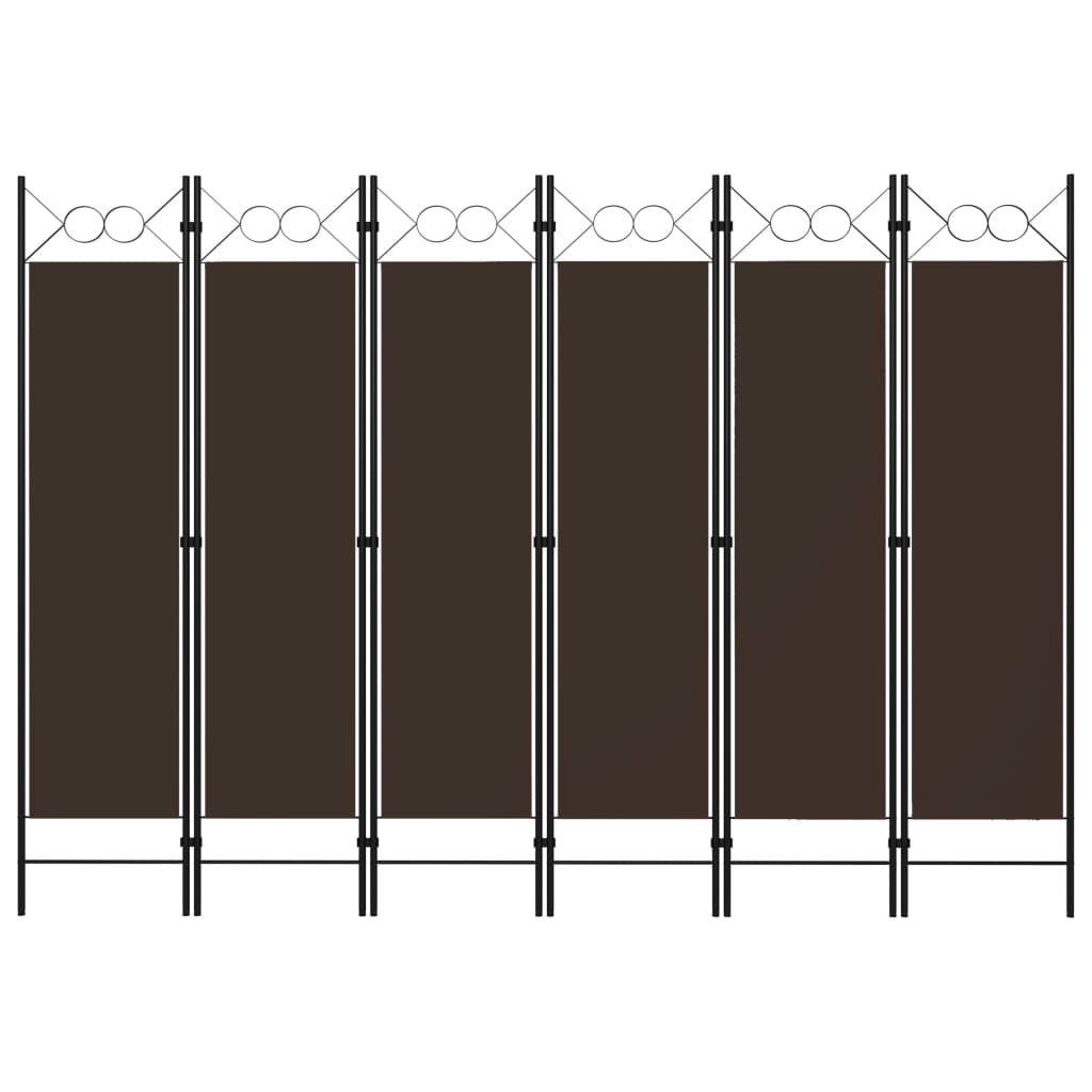 vidaXL Biombo divisor de 6 paneles marrón 240x180 cm