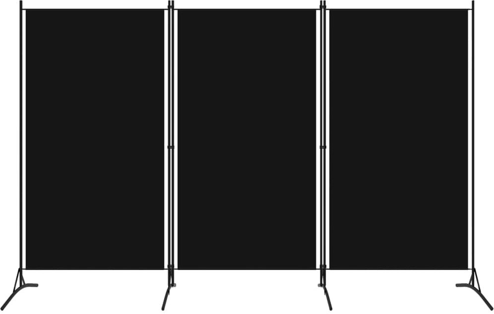 vidaXL Biombo divisor de 3 paneles negro 260x180 cm