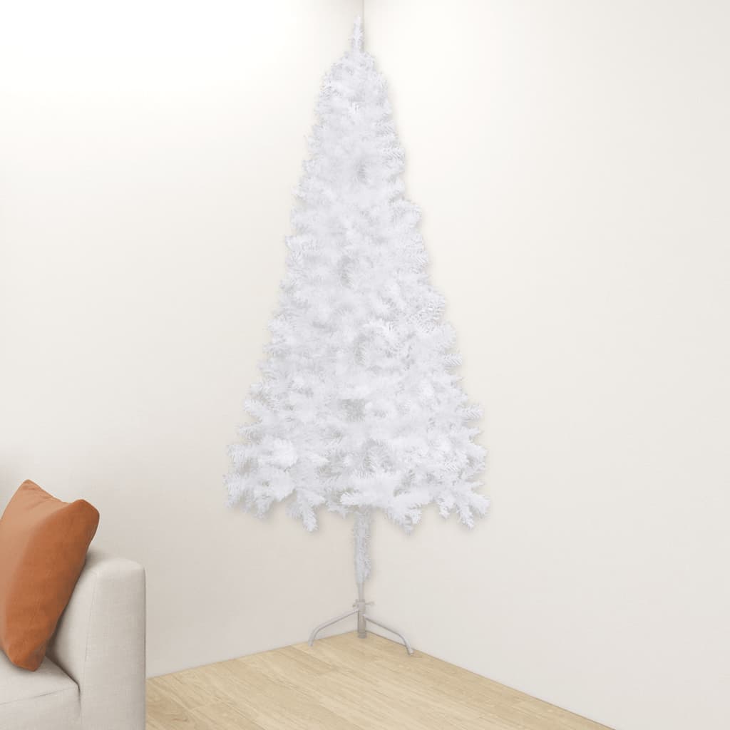 vidaXL Árbol de Navidad artificial de esquina blanco 240 cm PVC