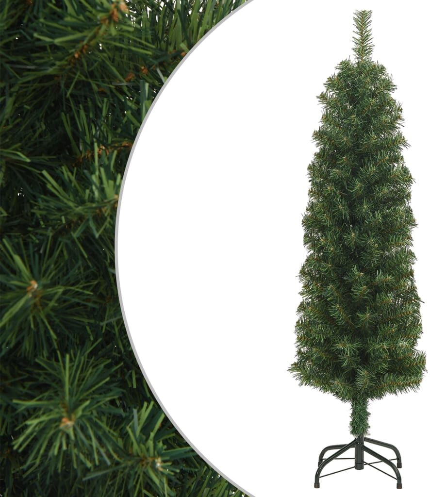 vidaXL Árbol de Navidad artificial delgado y soporte PVC verde 120 cm