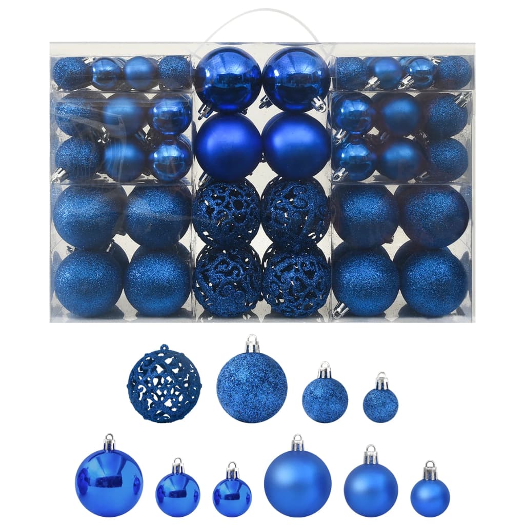 vidaXL Juego de bolas de Navidad 100 piezas azul