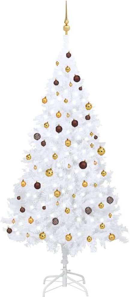 vidaXL Árbol de Navidad preiluminado con luces y bolas blanco 240 cm