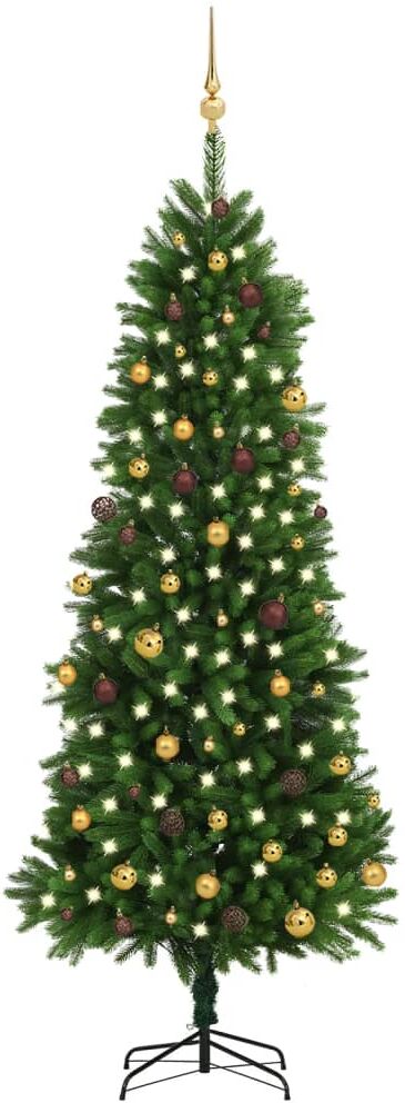 vidaXL Árbol de Navidad artificial con luces y bolas verde 240 cm