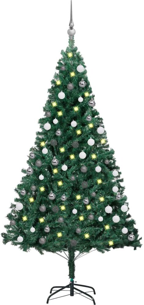 vidaXL Árbol de Navidad preiluminado con luces y bolas verde 180 cm