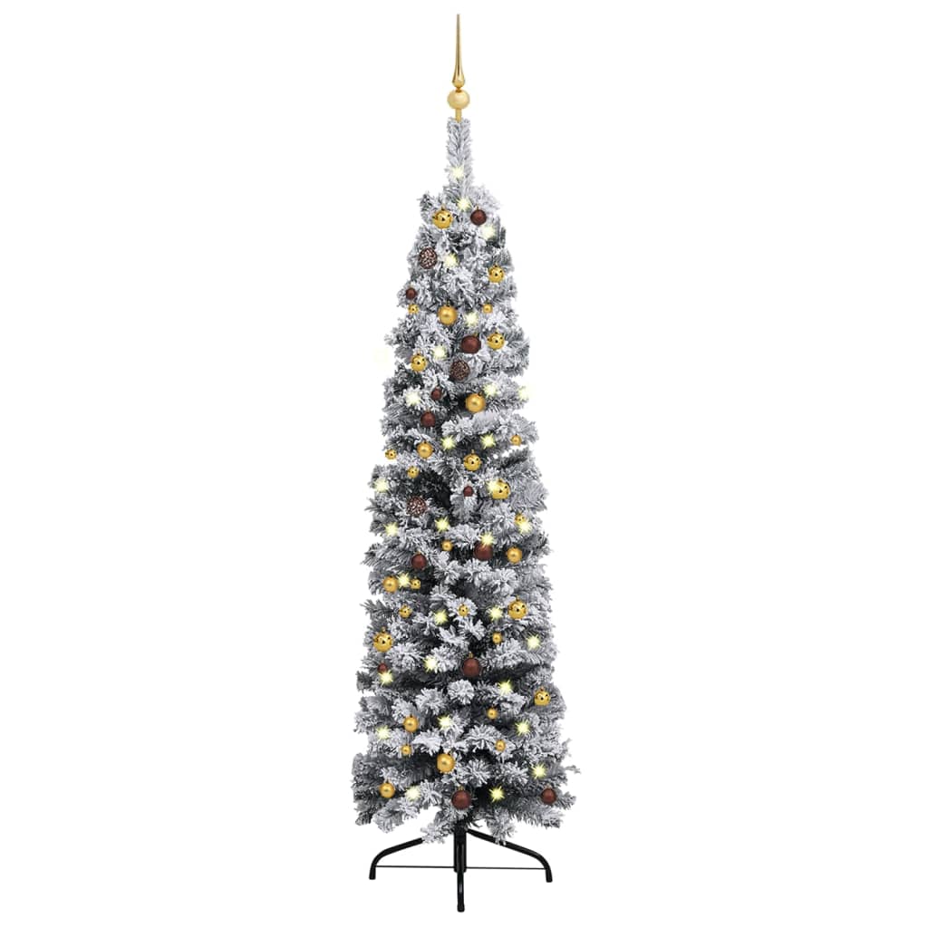 vidaXL Árbol de Navidad preiluminado con luces y bolas verde 210 cm