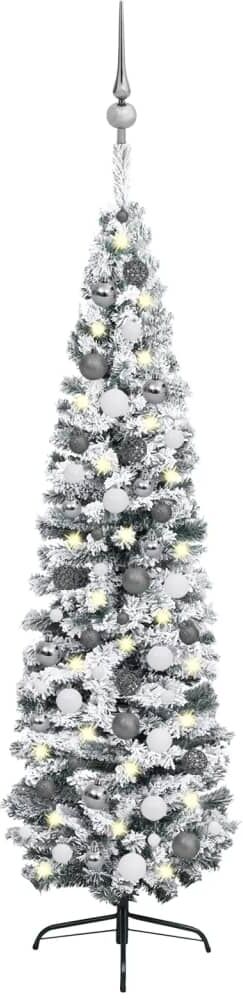 vidaXL Árbol de Navidad preiluminado con luces y bolas verde 210 cm