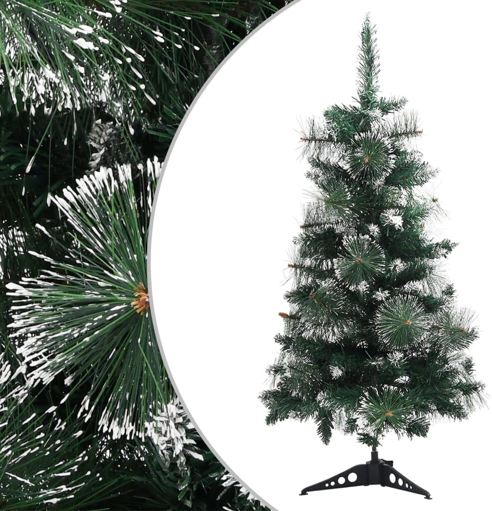 vidaXL Árbol Navidad artificial con soporte PVC verde y blanco 90 cm