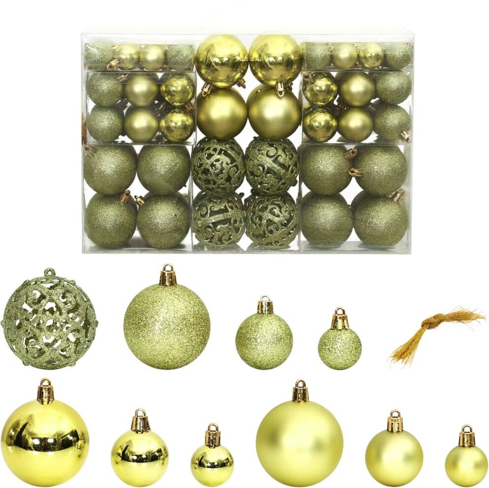 vidaXL Bolas de Navidad 100 unidades verde claro 3 / 4 / 6 cm