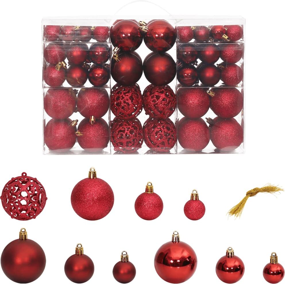 vidaXL Bolas de Navidad 100 unidades rojo tinto 3 / 4 / 6 cm