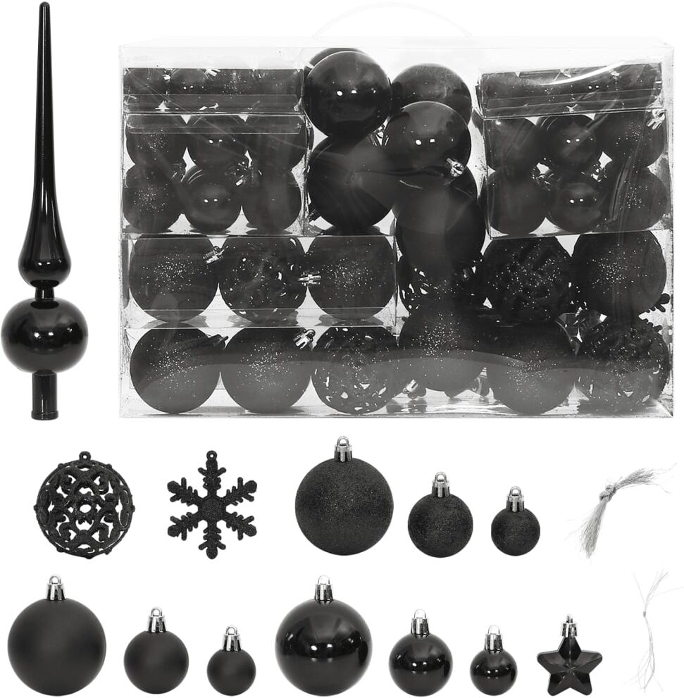 vidaXL Juego de bolas de Navidad 111 pzas poliestireno negro