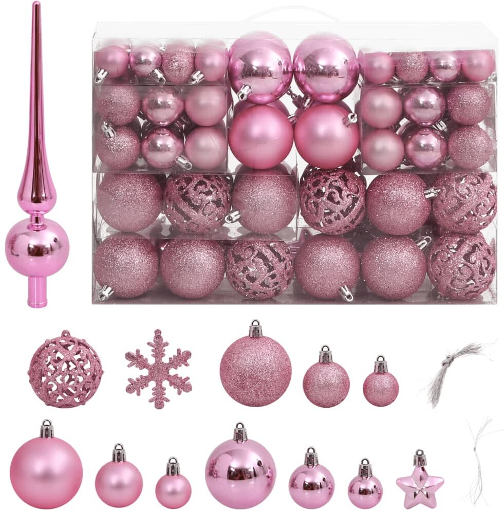 vidaXL Juego de bolas de Navidad 111 pzas poliestireno rosa