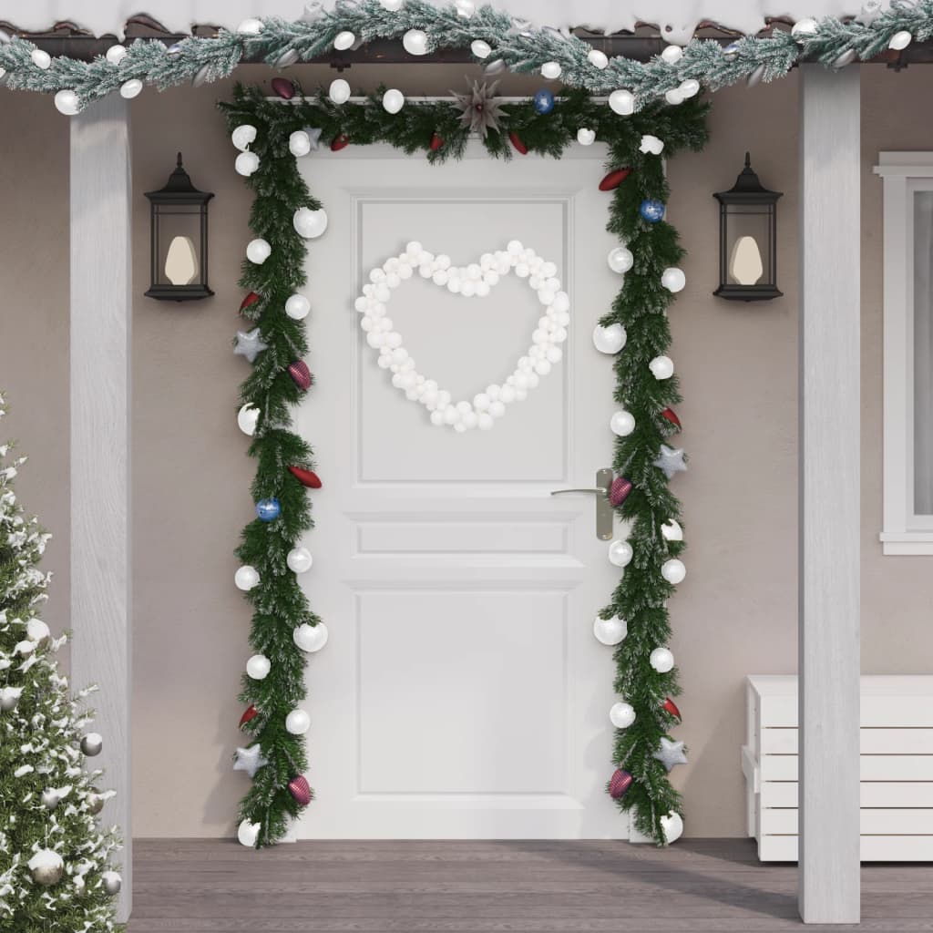 vidaXL Corona de bolas de Navidad poliestireno blanco 175 cm