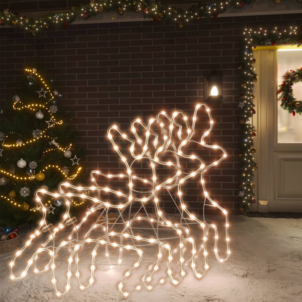 vidaXL Figura de reno Navidad con LED 3 uds blanco cálido 57x55x4,5 cm