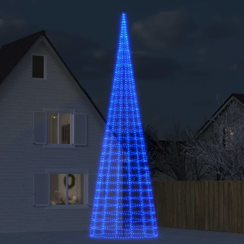 vidaXL Árbol de Navidad en asta de bandera 3000 LED azul 800 cm