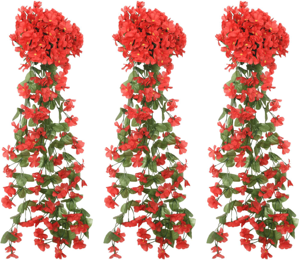 vidaXL Guirnaldas de flores artificiales 3 uds rojo 85 cm