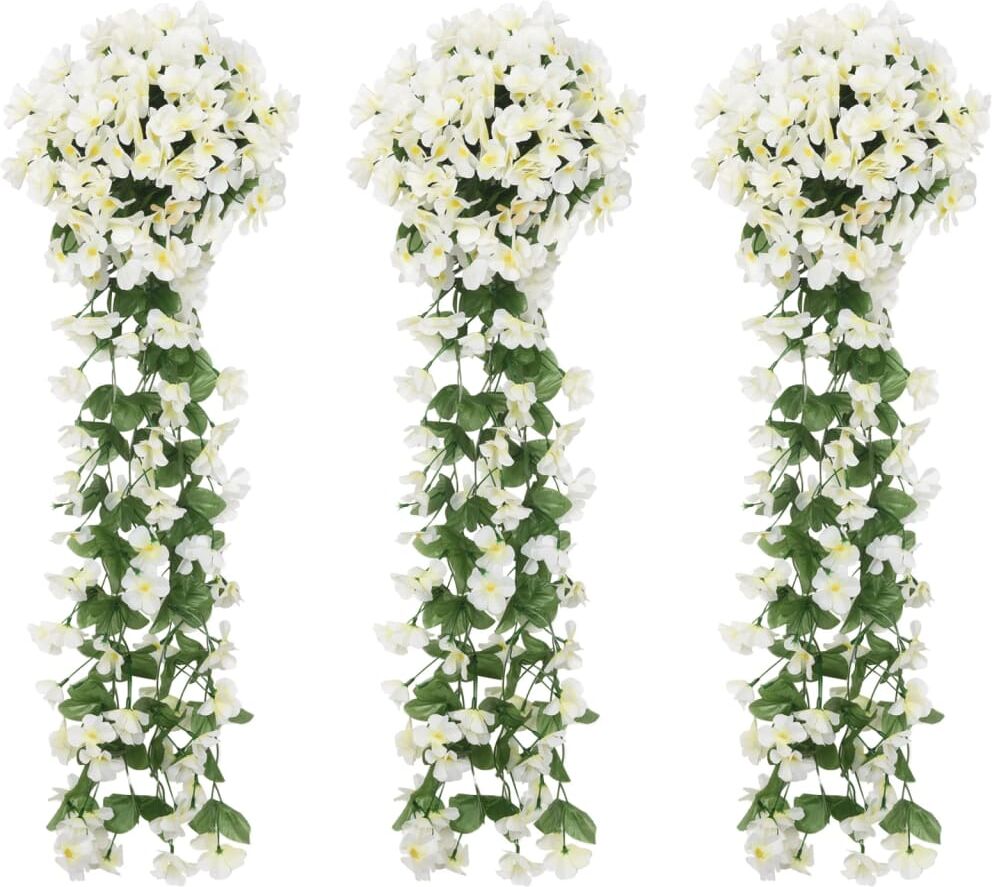 vidaXL Guirnaldas de flores artificiales 3 uds blanco 85 cm