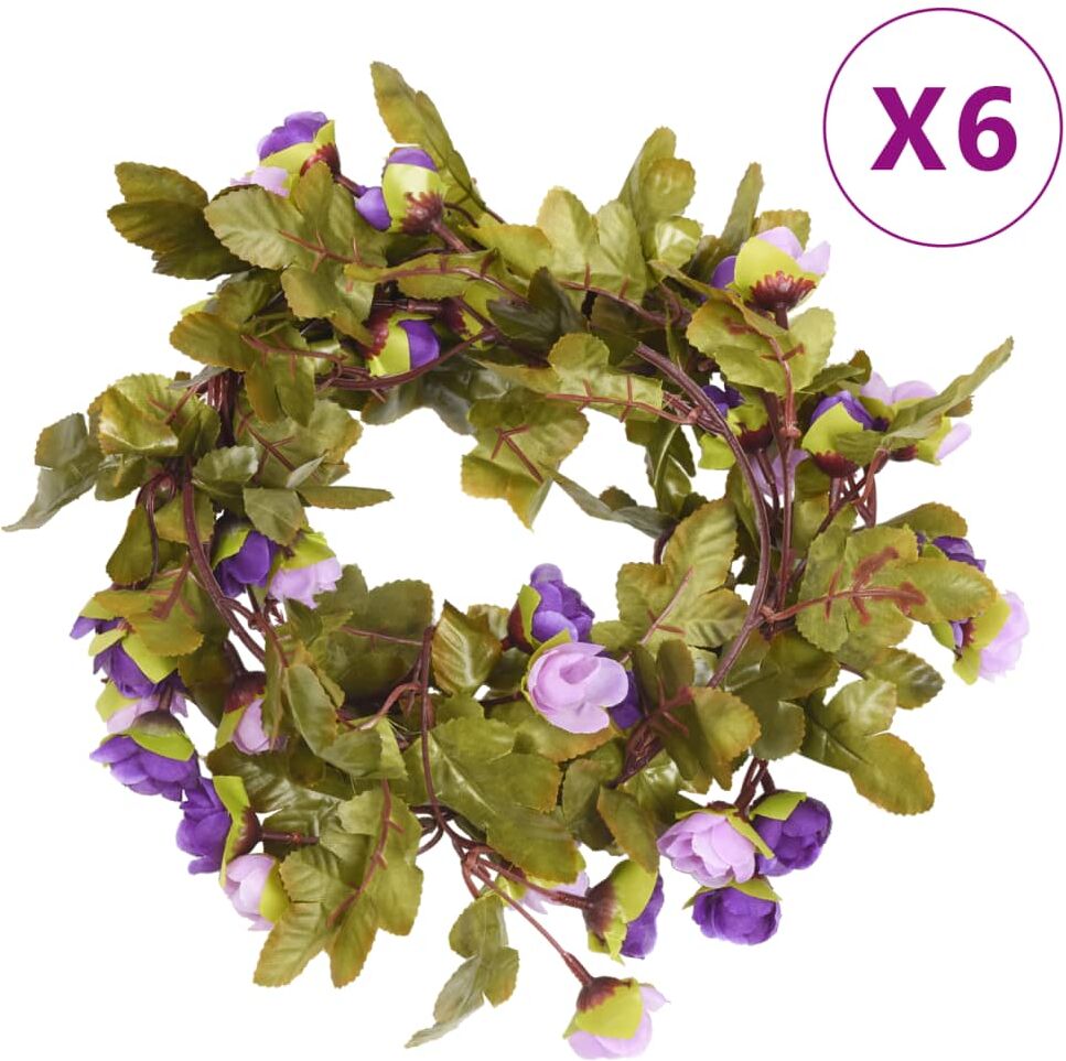 vidaXL Guirnaldas de flores artificiales 6 uds morado claro 215 cm