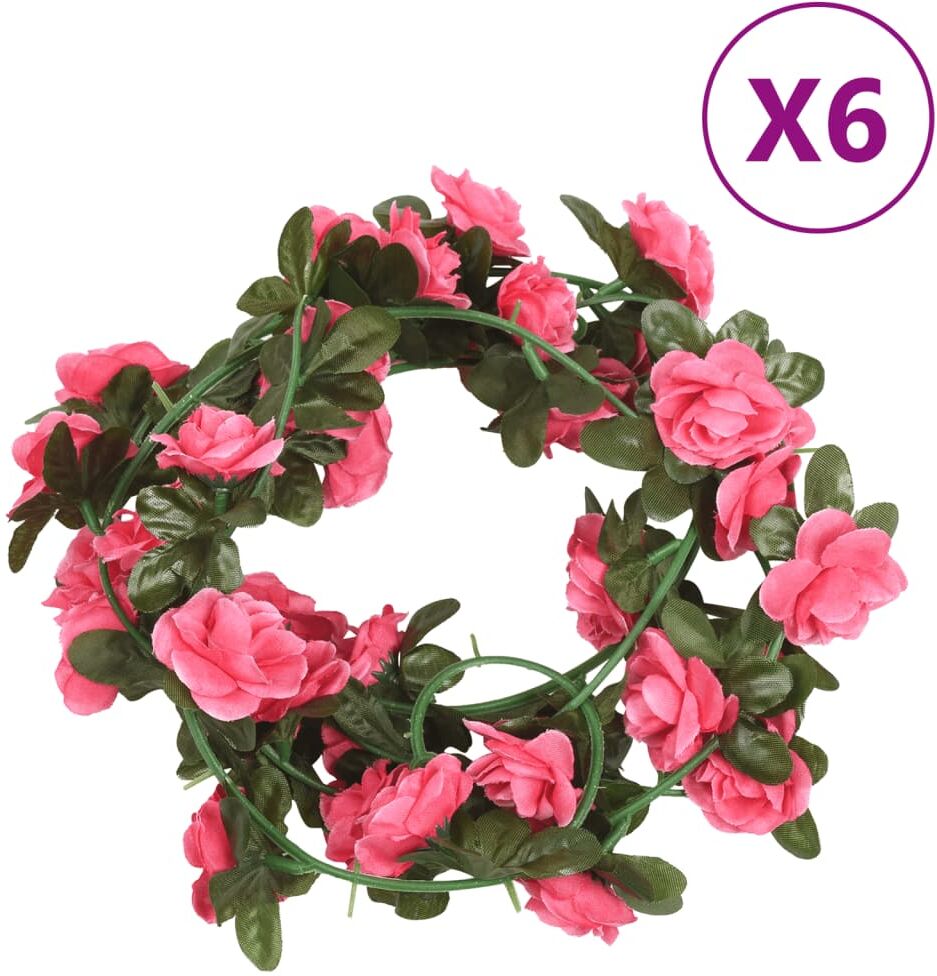 vidaXL Guirnaldas de flores artificiales 6 uds rojo y rosa 240 cm