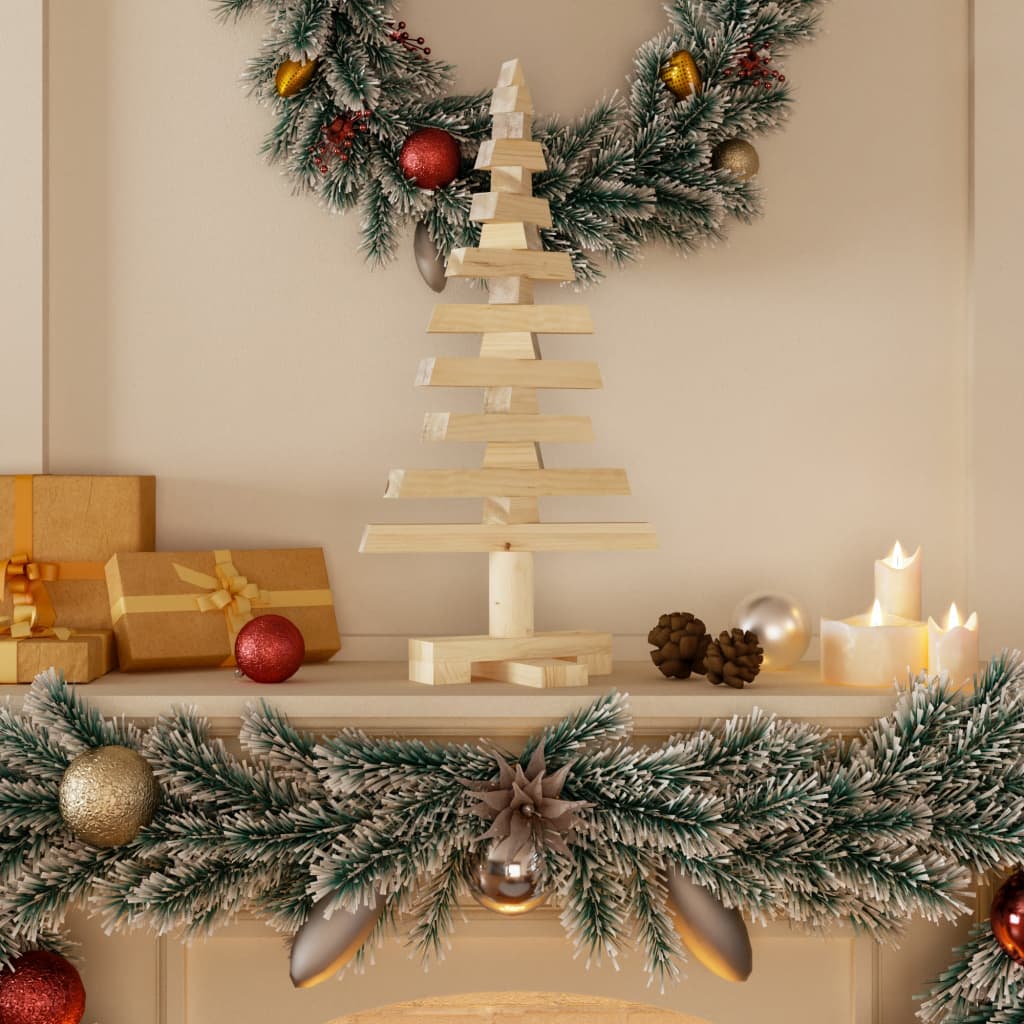 vidaXL Árbol de Navidad de madera de adorno madera maciza pino 60 cm