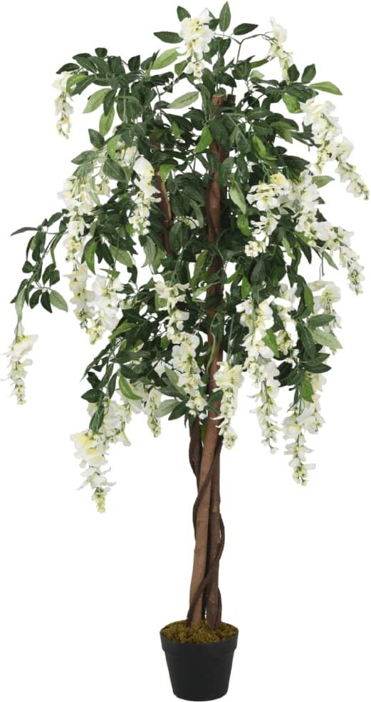 vidaXL Árbol de wisteria artificial 560 hojas verde y blanco 80 cm