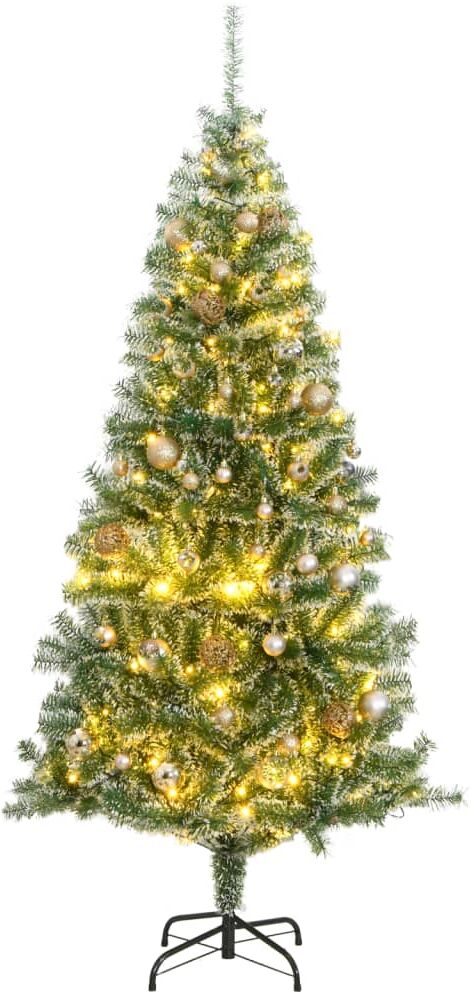 vidaXL Árbol de Navidad artificial con 300 LED bolas y nieve 210 cm