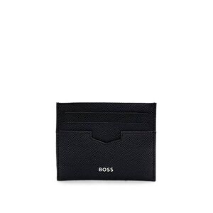 Embossed-leather card holder with metal logo lettering