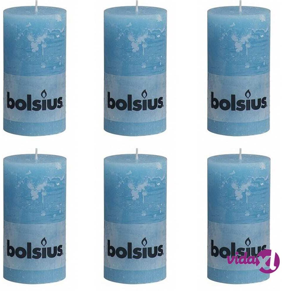 Bolsius Rustiikki Pilarikynttilä 130 x 68 mm Aqua Sininen 6 kpl