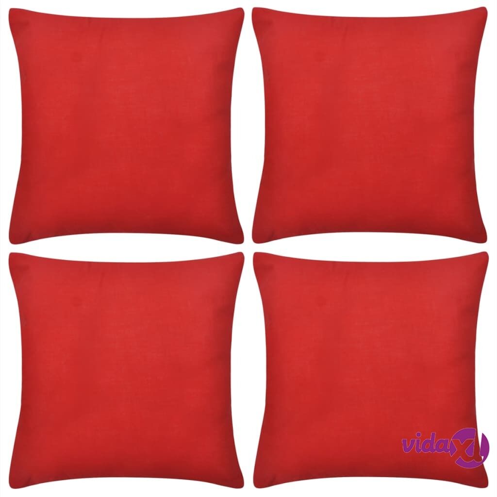 vidaXL Punainen tyynynpäällinen 4 kpl Puuvilla 80 x 80 cm