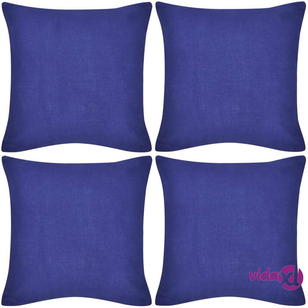 vidaXL Sininen tyynynpäällinen 4 kpl Puuvilla 80 x 80 cm