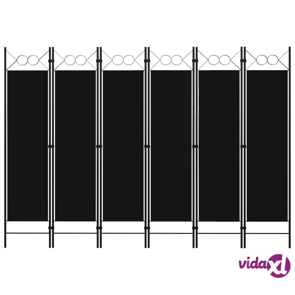 vidaXL 6-Paneelinen tilanjakaja 240x180 cm musta