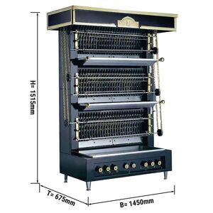 GGM Gastro - UBERT Grill mural a flammes - 30kW - avec 4 broches pour jusqu'a 32 poulets