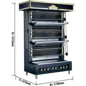 GGM Gastro - UBERT Grill mural a flammes - 40kW - avec 4 broches pour jusqu'a 44 poulets