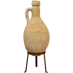 BISCOTTINI Ancienne amphore avec anses en terre cuite et base de vase en fer - Publicité