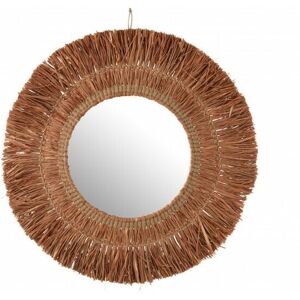 Miroir rond sur socle en Raphia marron 61.5x61.5x2.5 cm