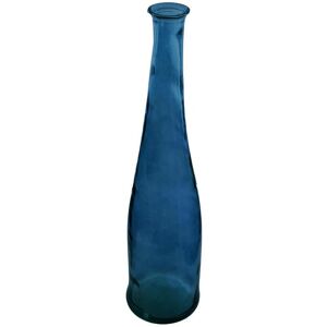 Vase long Uly en verre recyclé bleu orage H80cm Atmosphera créateur d'intérieur - Bleu - Publicité