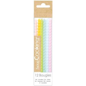 12 bougies torsadees pastel 12 cm Scrapcooking