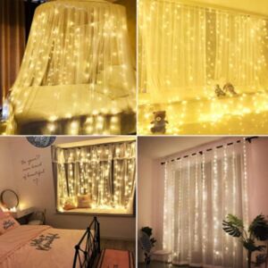 Guirlande LED Rideau USB 3x3M 300 LED + Telecommande - Blanc Chaud - SILAMP