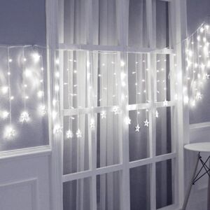 Rideau lumineux Etoiles 100LED IP44 2x0.7M - câble transparent, BLANC FROID - SILAMP