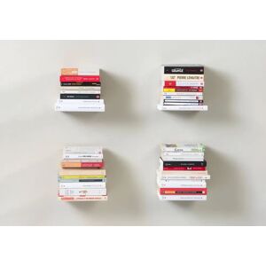 Étagère livres - petite étagère invisible 12 x 12 cm - blanc - lot de 4 - teebooks