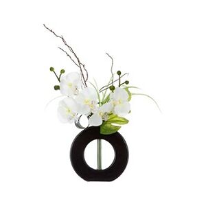 ATMOSPHERA - Composition florale vase noir - Hauteur 44 cm - Orchidée fleur blanche - Publicité