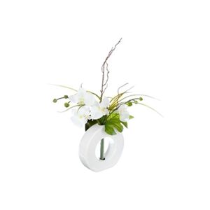 ATMOSPHERA - Composition florale vase blanc - Hauteur 44 cm - Orchidée fleur blanche - Publicité