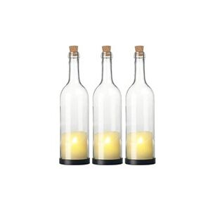 Lunartec : 3 bouteilles de vin décoratives avec bougie LED vacillante - Classique - Publicité