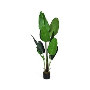 Giantex plante artificiel 160cm arble décoration avec pot avec 10 feuilles tropicales et tronc en bois et pe, pour intérieur et extérieur, idéal pour jardin, - Publicité