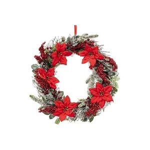 ATMOSPHERA Créateur d'intérieur - Couronne de Noël Poinsettia Soir 50cm Rouge - Publicité