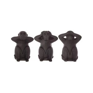 ATMOSPHERA Lot de 3 singes en résine - L 19.5 x l 14 x H 24 cm - Noir - Publicité