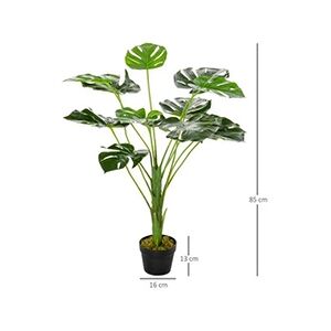 Outsunny Arbre artificiel plante artificielle Monstera H. 85 cm tronc branches lichen feuilles de tortue grand réalisme pot inclus - Publicité